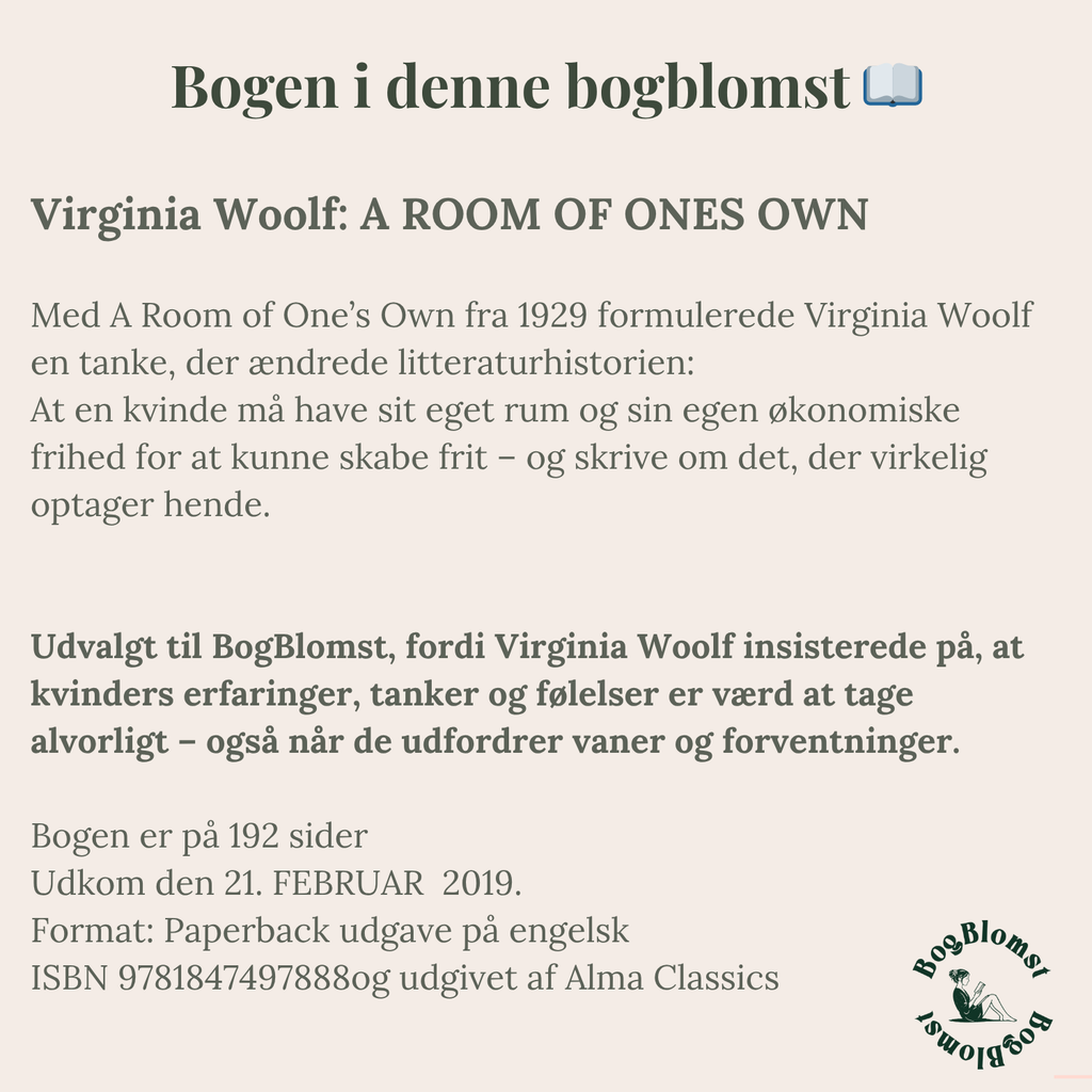 Favorit BogBlomst med Virginia Woolfs A ROOM OF ONE'S OWN