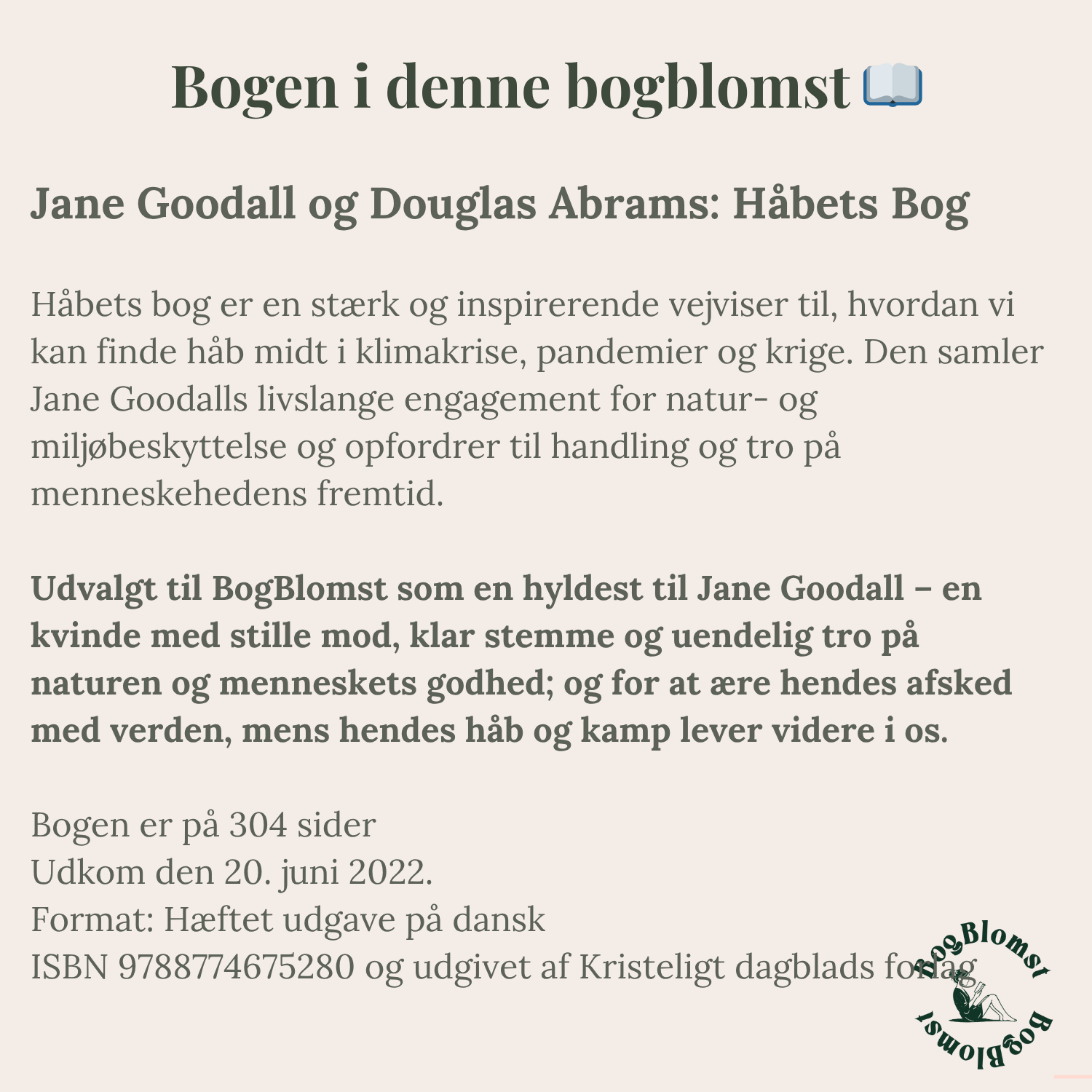Premium BogBlomst med Jane Goodalls Håbets Bog