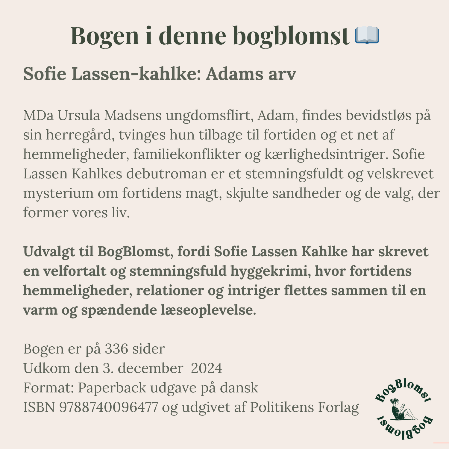Favorit BogBlomst med Sofie Lassen-Kahlkes Adams arv