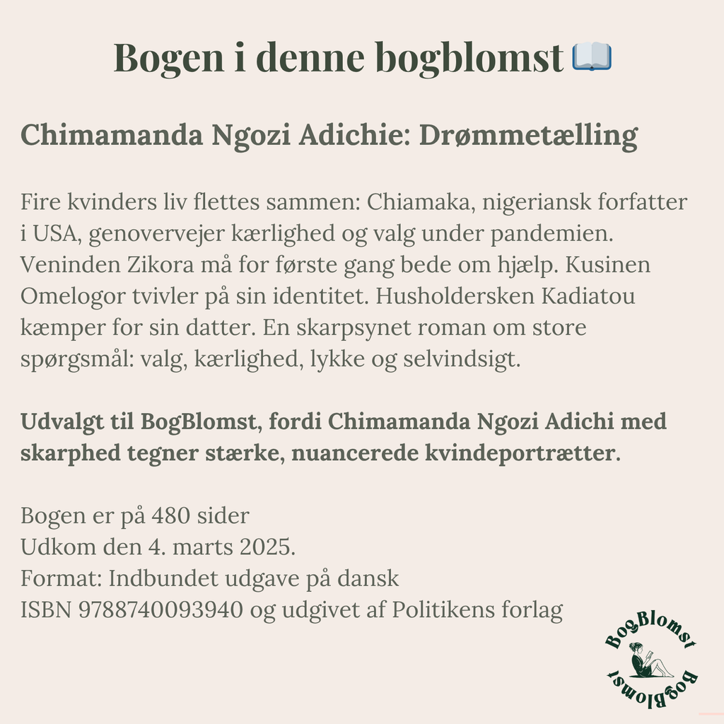 Premium BogBlomst med Chimamanda Ngozi Adichies Drømmetælling